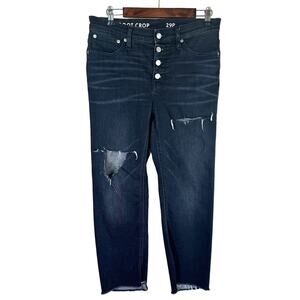 J. Crew Billie Demi Boot Crop Jean Women's 29 Charcoal‎ Wash Button Fly Raw Hem